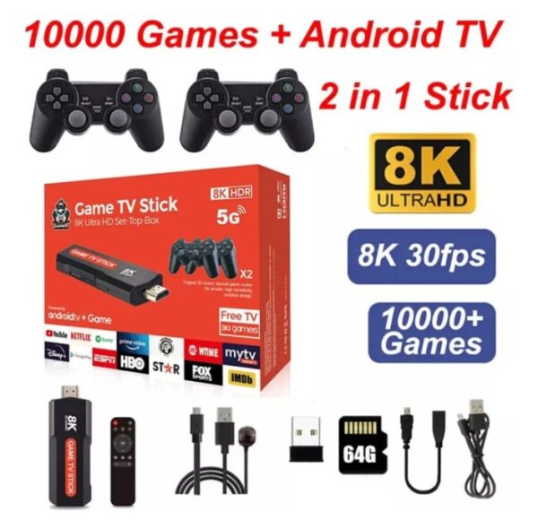 Game TV Stick 5G - 8K Android Ultra HD + Controles - Image 2